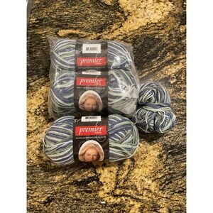 Lot of 2 + Skeins‎ Premier Wool Blend Sock Yarn 235 yds 1.76 Oz Aigue-Marine